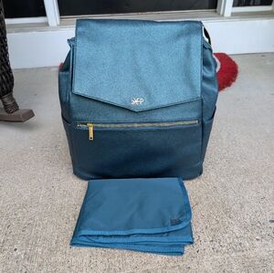 FP metallic Blue Backpack with Changing Pad. Full Size